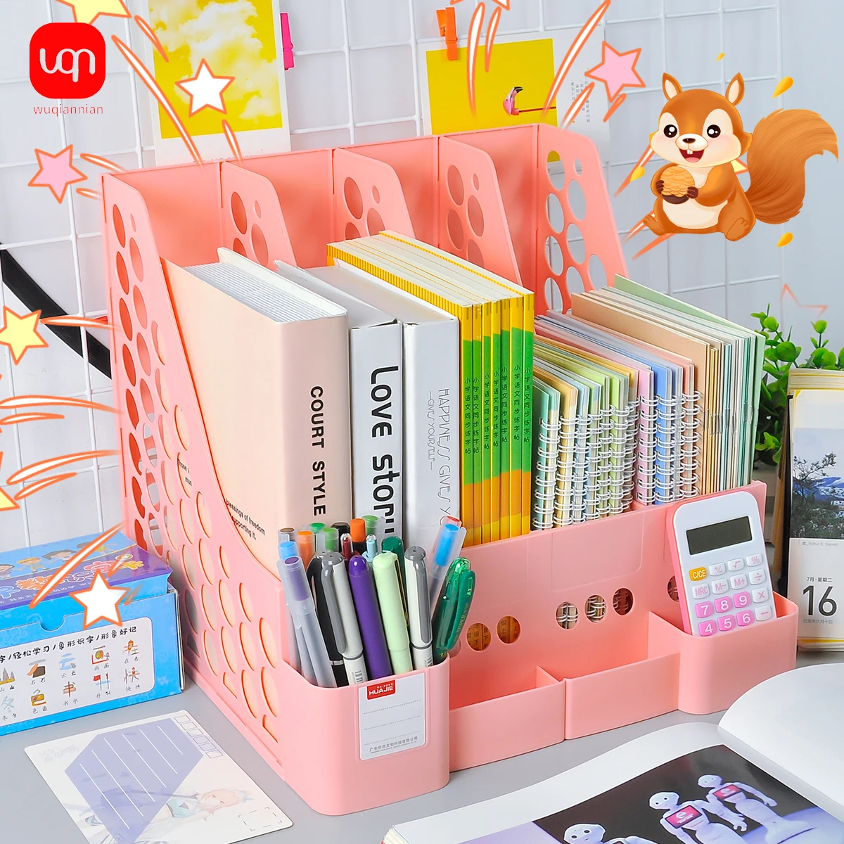 1pc Plastic Thick Multi-layer File Frame Data Document Storage Box Office Document Storage Box Foldable Desktop Storage Box