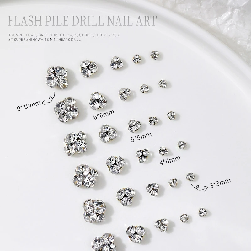 10 stücke funkeln Mini Haufen Diamanten Nagel Dekorationen Strass weiß klar 3d Nagel Glitter Schmuck Teile DIY Maniküre Ornamente