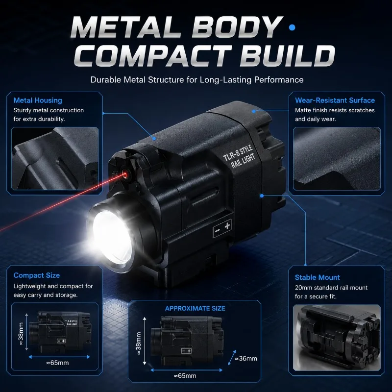 TLR‑8 LED Strobe Beacon Metal Housing 20MM Rail Compatible Model Modification Light