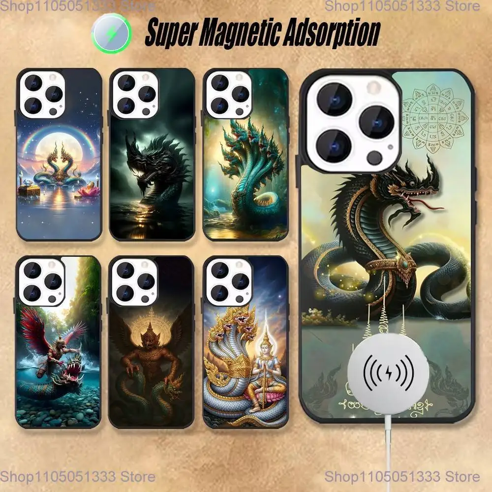 

Thailand Naga Art Phone Case For iPhone 17,16,15,14,13,12,11,Pro,Max,Plus,Mini,Magsafe,Magnetic Wireless Charging Case
