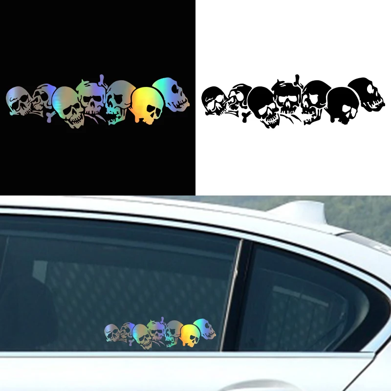 

New SKULL Vinyl Car Stickers The Whole Body Decals PVC Glue Sticker Fashion Black White Laser