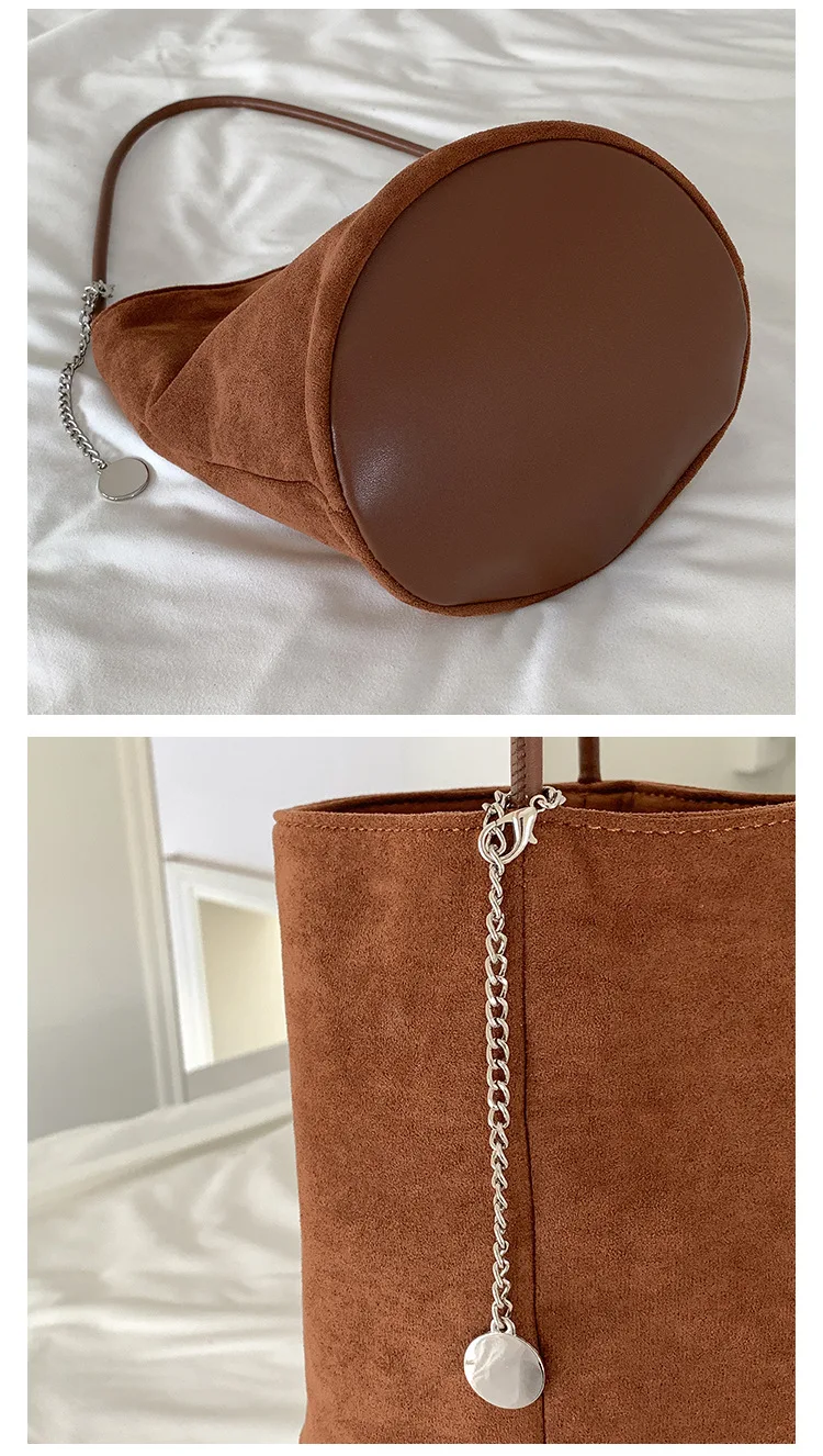 Vintage Quasten-Damen-Schultertaschen Kleine Matte PU-Leder Handtasche Winter Neue Kunstwildleder Damen-Tragetaschen Bolsos – Detail 7
