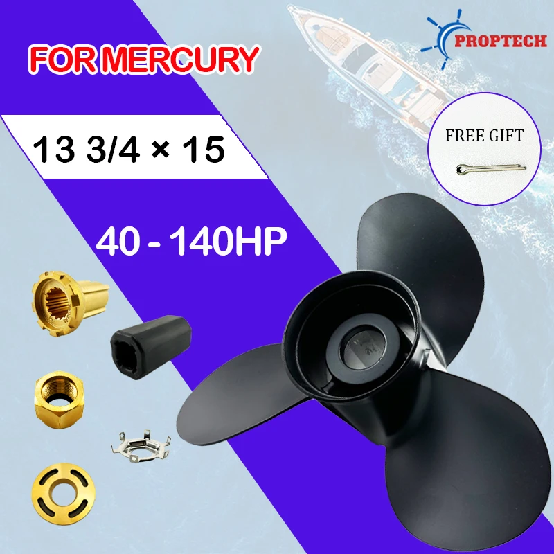 

13 3/4*15 Outboard Propeller For Mercury 40 60 75 90 100 115 125 140HP Aluminum Alloy Screw 3 Blade 15 Spline Marine Engine Part