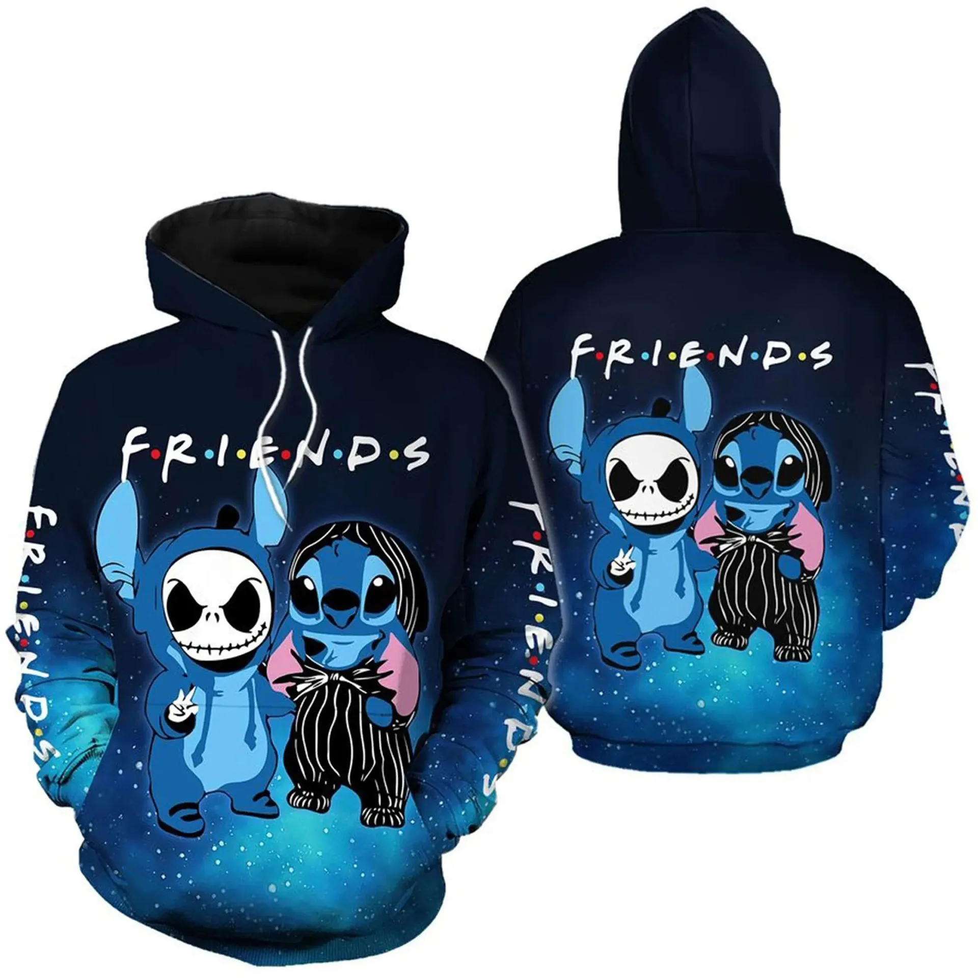 

2025 Disney children's 3D printed hoodie fashion stitch angel monster pocket sweatshirt pullover men and women street casual Har