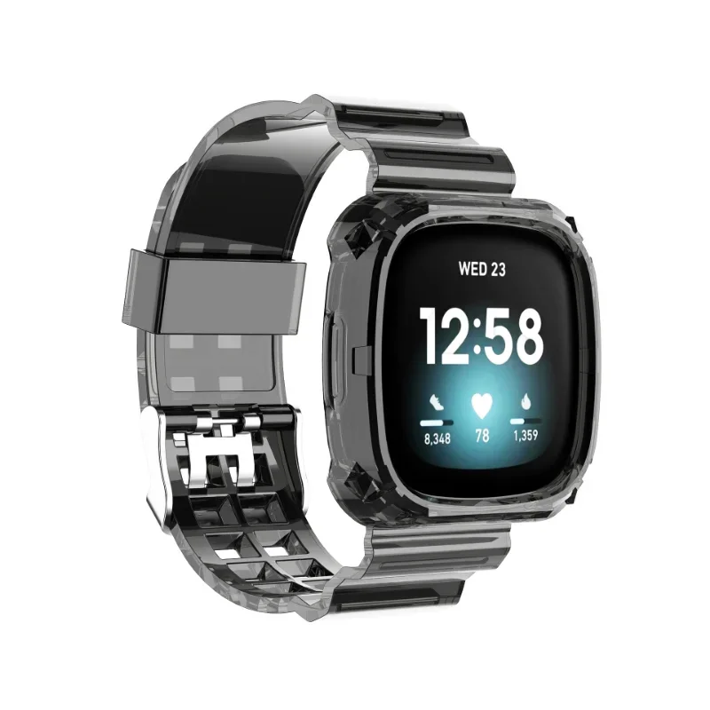 Capa transparente e pulseira para fitbit versa 3, pulseira inteligente para fit bit versa sense versa lite sense 2