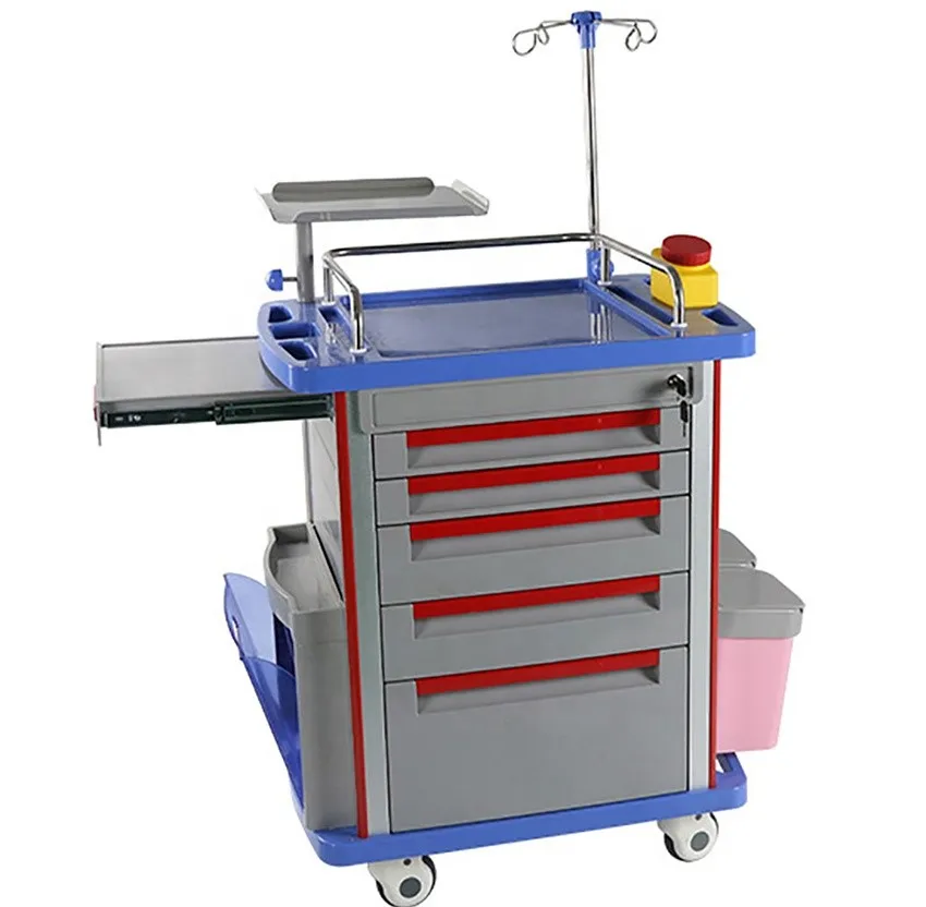 Wholesale Medical Use Emergency Cart Iv Cart Anesthesia Cart ABS Engineering Emergency Trolley For Sale