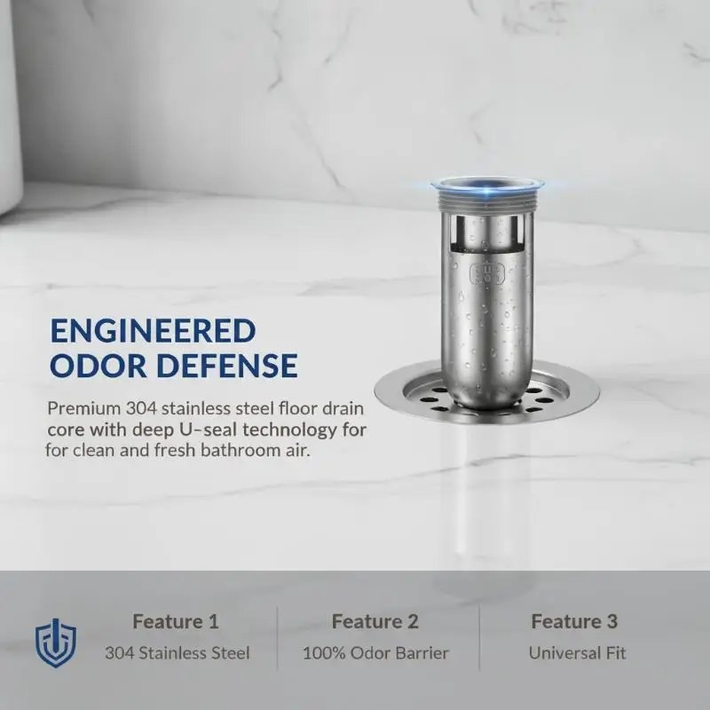 304 Stainless Steel Shower Floor Drain Backflow Preventer Sewer Odor Filter for Kitchen Bathroom Laundry Room