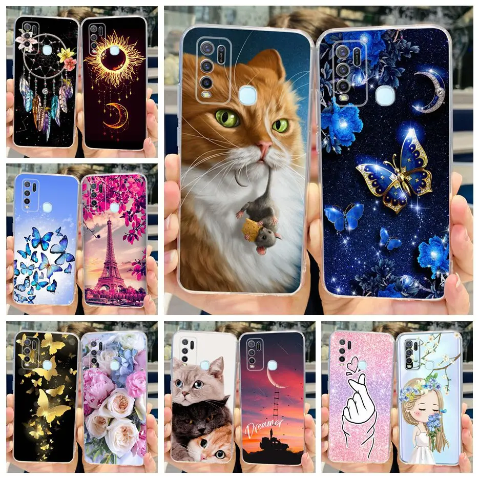 For Vivo Y50 Case 1935 Cute Cat Butterfly Painted Cover Soft Silicone Phone Case For Vivo Y30 Y 30 50 1938 VivoY50 Fundas Bumper