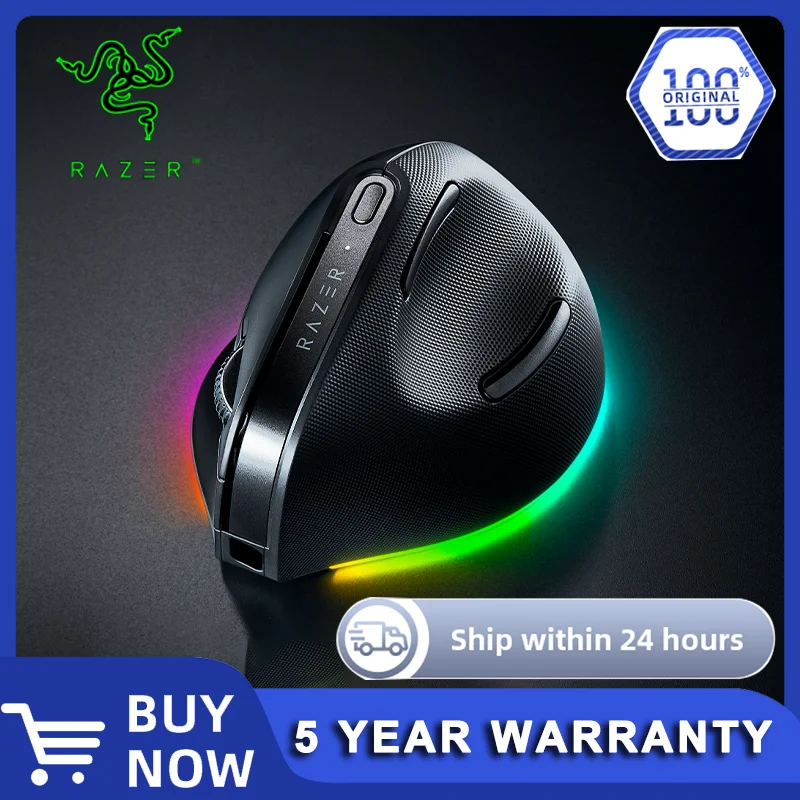 

НОВАЯ вертикальная беспроводная мышь Razer Pro Click V2, 6 кнопок, эргономичный дизайн, подсказка AI в один клик, длительный срок службы батареи