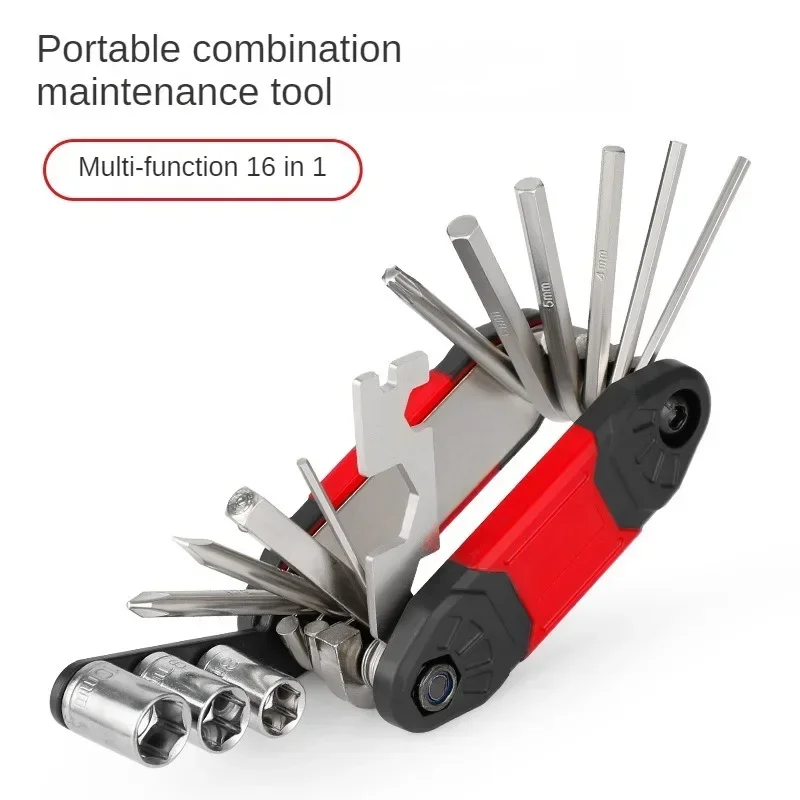 

Bicycle Multifunctional 16-in-1 Maintenance Tool Mountain Bike Screwdriver Folding Repair Tire Wrench Combination