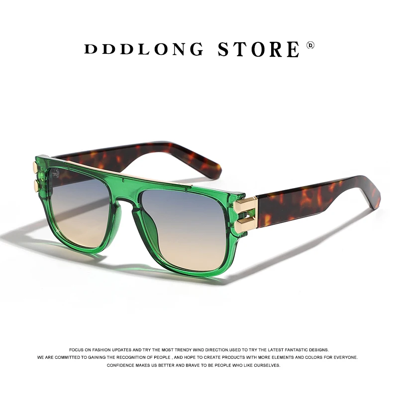 DDDLONG Retro Fashion Square Punk Sunglasses Women Men Sun Glasses Classic Vintage UV400 Outdoor Shades D373