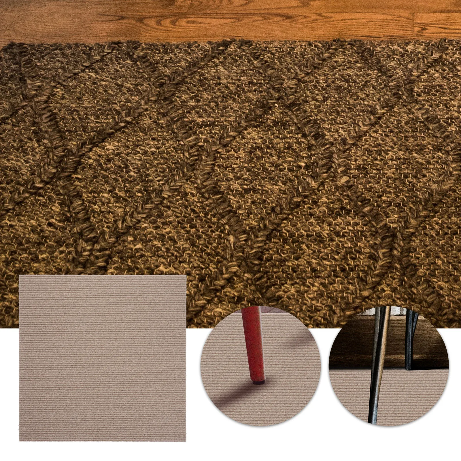 

10 Pcs Non-slip Floor Stickers Mats Self Adhesive Carpet Squares Tiles Peel and Water Proof