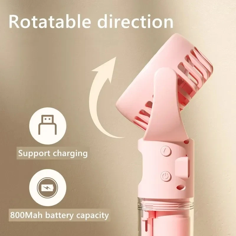 Handheld Fan Spray Water Replenishing Fan USB Rechargeable Portable 4 Speeds Spray Foldable Mini Personal Fan For Home Office