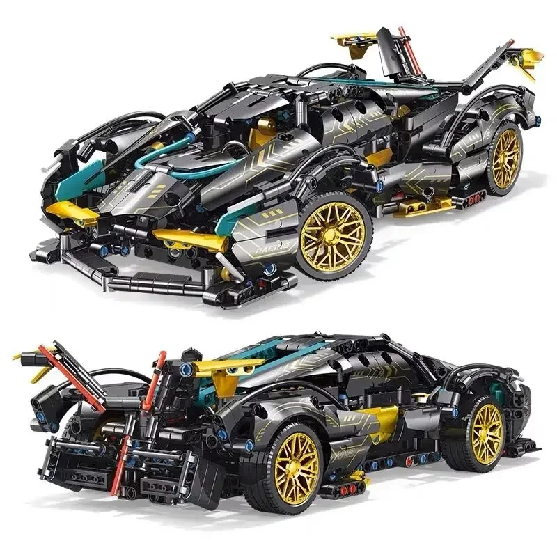 New Technical 1:14 Black Lambo Sport Car Building Blocks Super Speed Vehicle Assemble Bricks Toys For Adult Kids Christmas Gifts