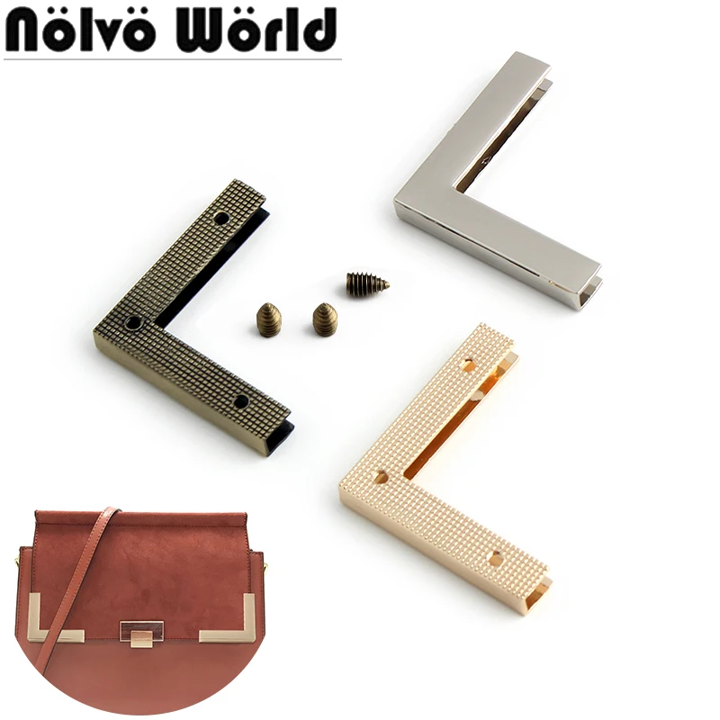 10/50/100PCS 41x41mm Metal Right Angle Edging Buckle Bags Corner Screws Clip Edges Protector For Scrapbook Handbag Accessories
