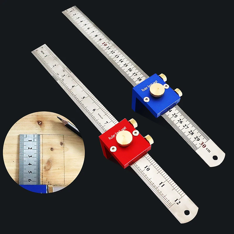 

Woodworking Tools 30cm/12 Inch Scribing Ruler Adjustable 90 Degrees Scale Ruler Measuring Marking Gauge Right Angle Ruler