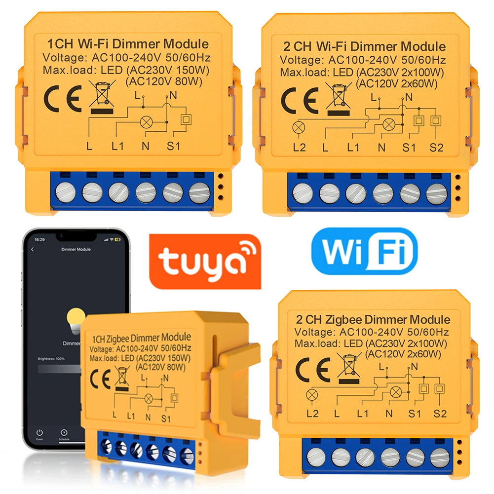 

Модуль умного диммера Wi-Fi ZigBee работает с Alexa Google Home 1/2-бандовый диммер, модуль выключателя света с регулируемой яркостью