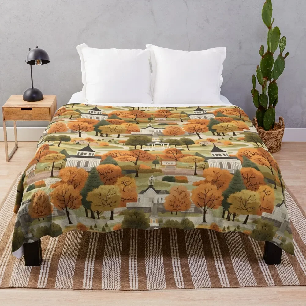 

Small Town Connecticut II - Town Square - Autumn - Gilmore Pattern Throw Blanket