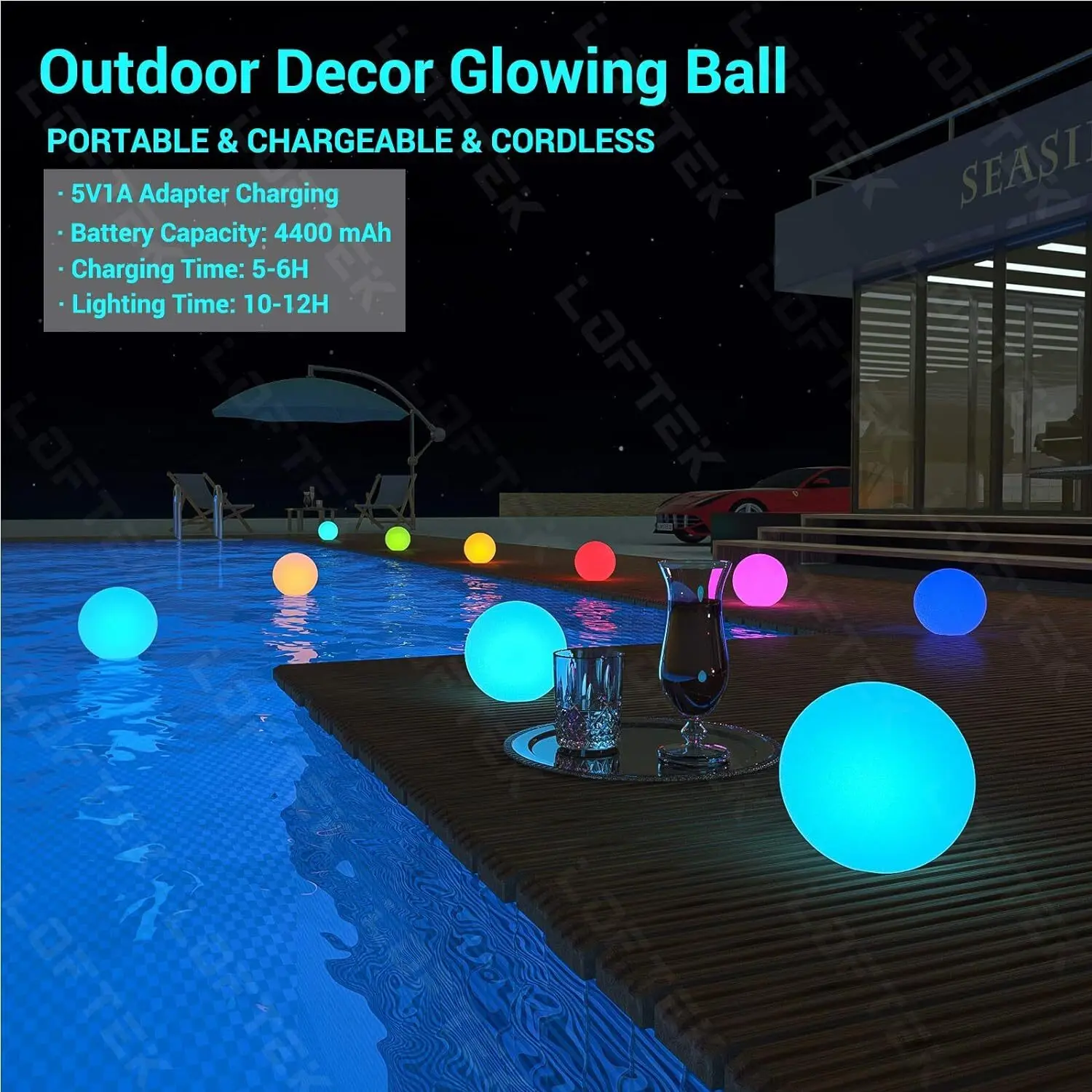 LED Large Floating Pool Light, 20-inch 16 Color Pond Ball 4-Speed Modes & 5-Levels Dims, Cordless