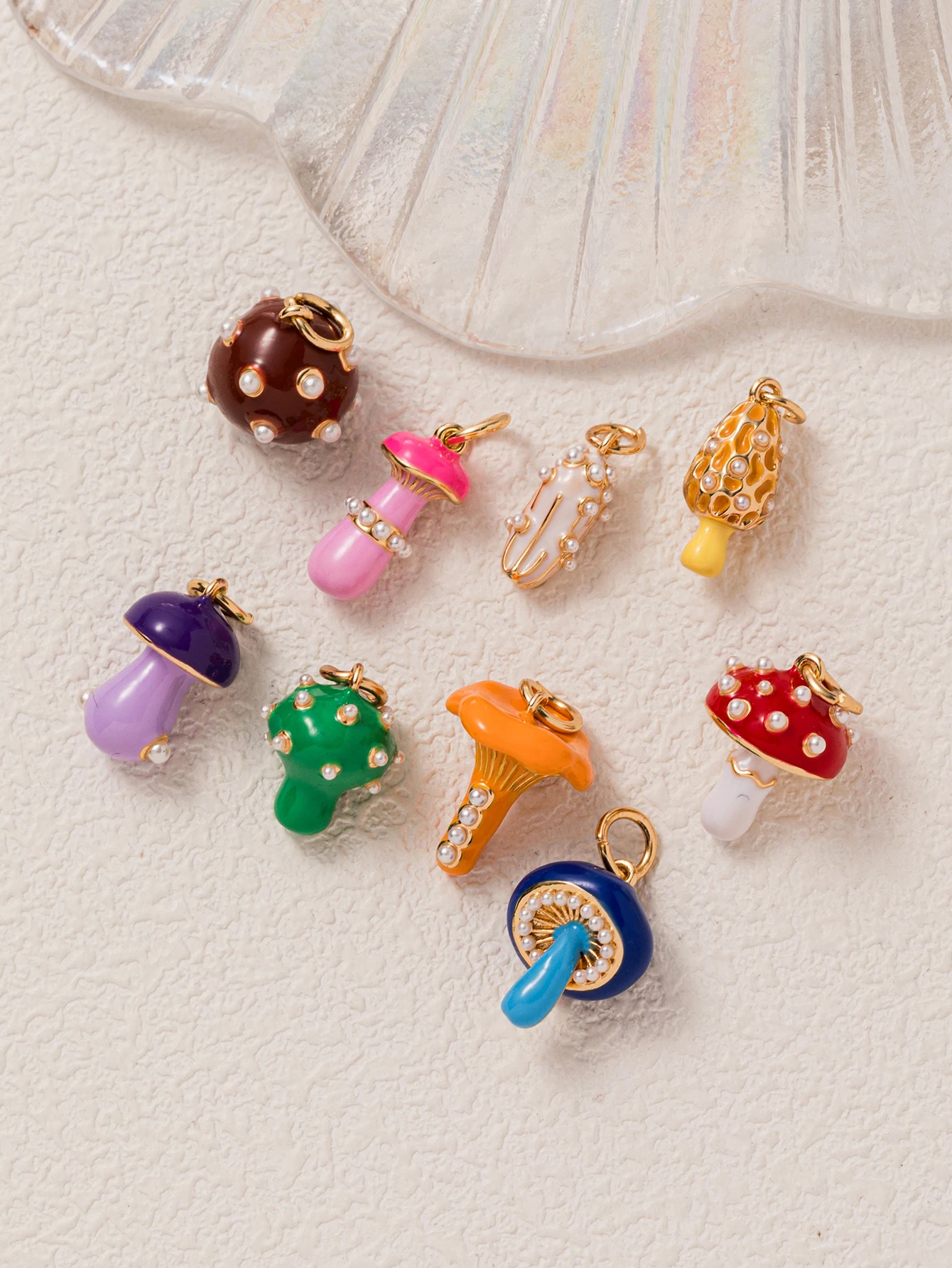 Modische, einfache, niedliche Pilz-Serie, Morchel-Pilz, bunte Pilz-DIY-Anhänger für Schmuck. – Detail 3