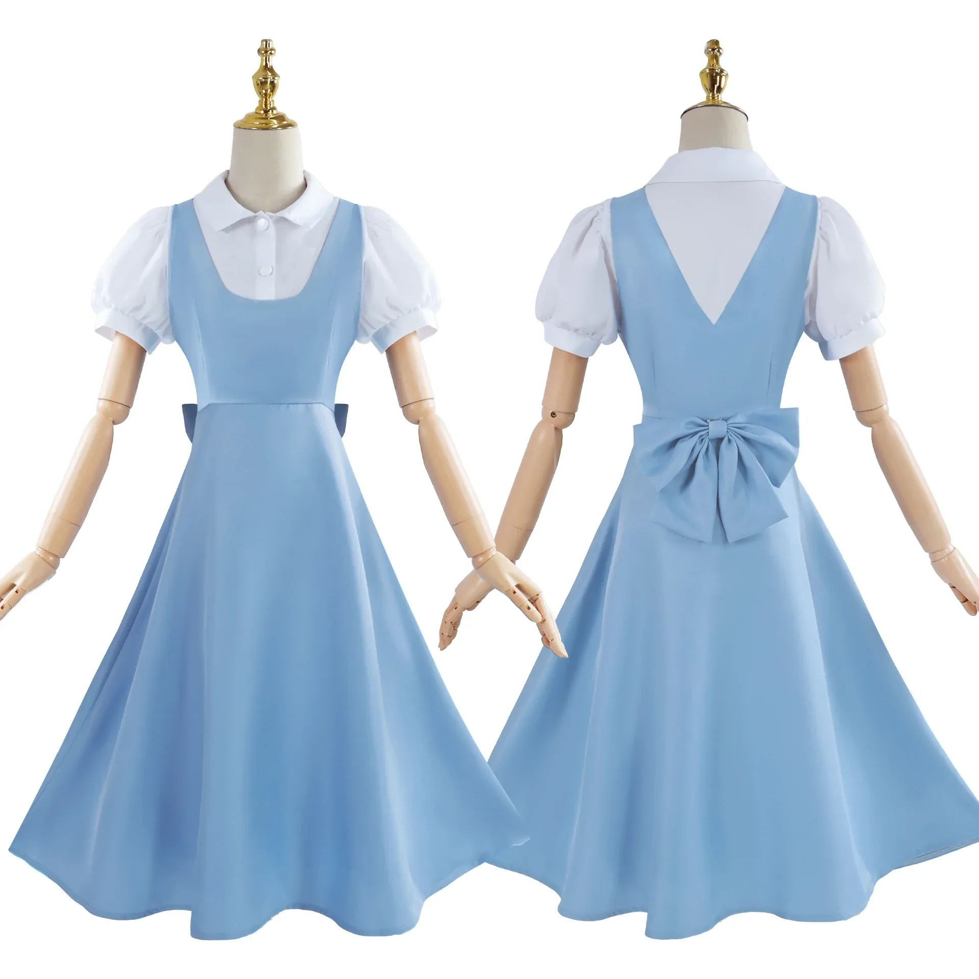 زي دي كوسبلاي أنيمي رانما أكاني T/h pour Femme Adulte، Belle Robe Bleue، Uniforme de Jeu en Plis، Tenue de ixd'Halloween I