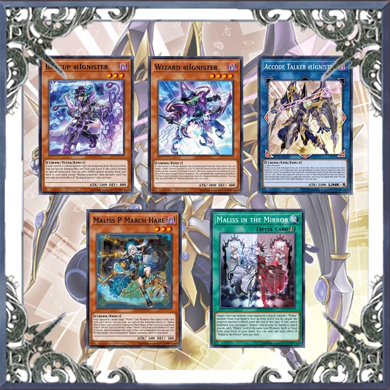 Baralho de jogo de cartas Maliss Ignister Automaton Yugioh, 70 peças, fácil jogo, não original ALIN Accode Talker