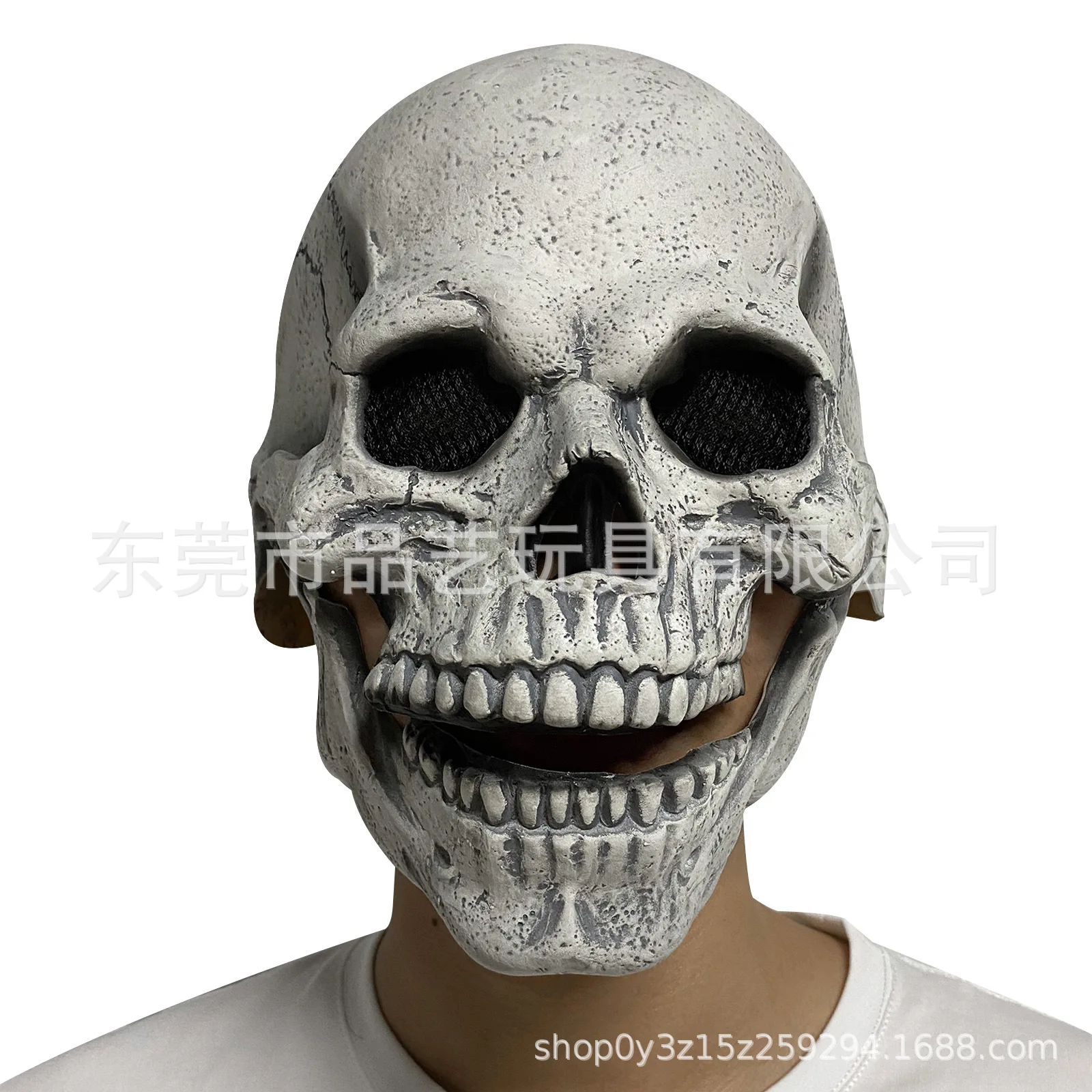 1Pcs New Full Head Skull Mask Mouth Can Be Moved Halloween Horror Adult Skull Mask Haunted House Props Movable Jaw Latex Mask