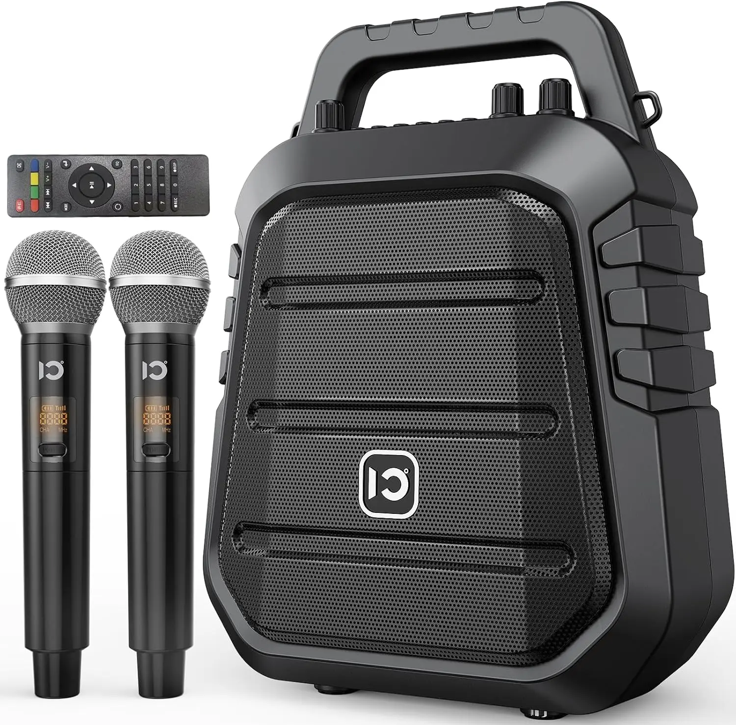 

100W Portable PA System with 2 Wireless Mics, Voice Amplifier for Classroom, Church, Karaoke, Support BT/USB/TF/Aux/Guitar