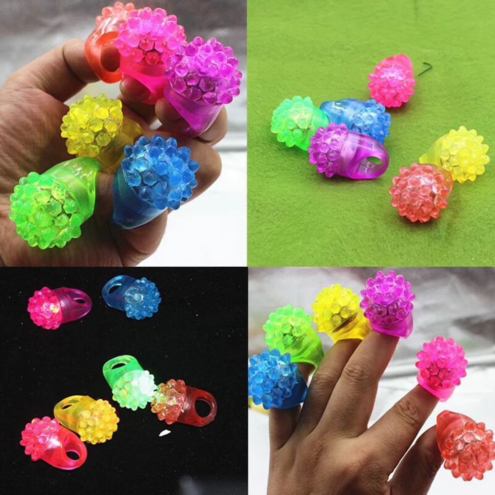 36 Pcs Creative Flashing LED Bumpy Ring Blinking LED Ring Lights LED rings finger toys blinking toys