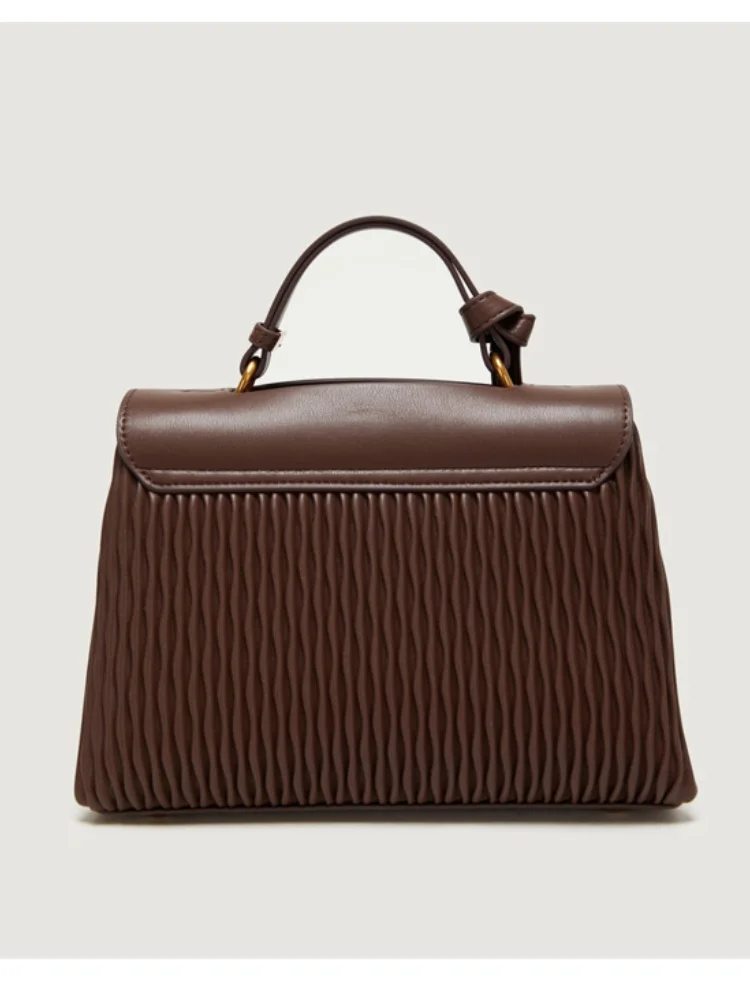 Tas Tangan Dekorasi Gesper Logam Kulit Pu Solid 2025 Tas Bahu Serbaguna Desain Berlipat Bergaya Tas Selempang Kasual Lembut Wanita