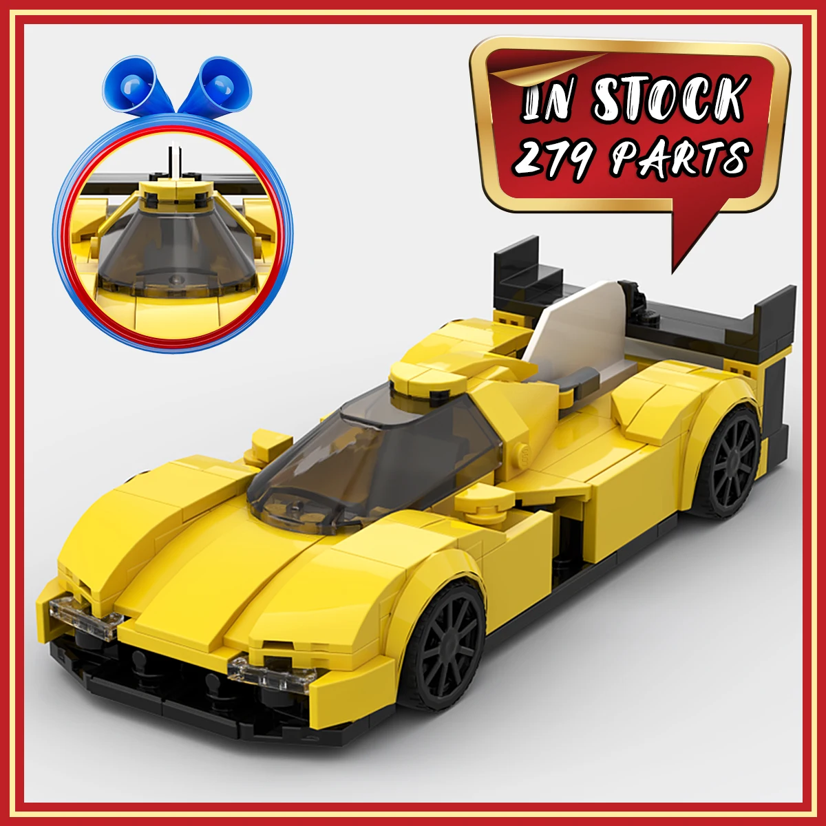 

Classic Yellow MOC-208906 Sports Car Building Blocks Model Kit, DIY Assembly Racing Vehicle Set, Bricks Toy Gift for Kids and Bo