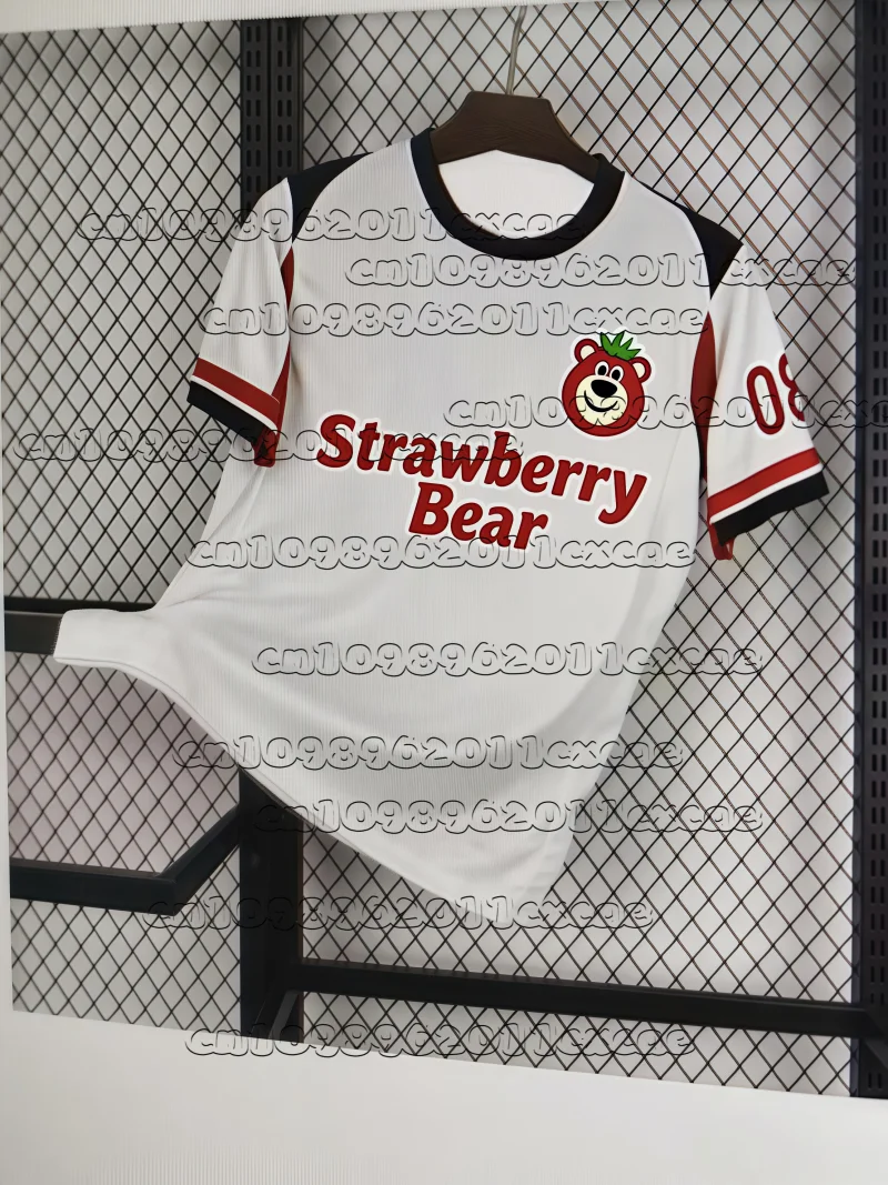 

25/26 New Strawberry Bear Cartoon Pattern Printed Men's Sports Running and Ball Playing Short Sleeves for Adults and Children 3D