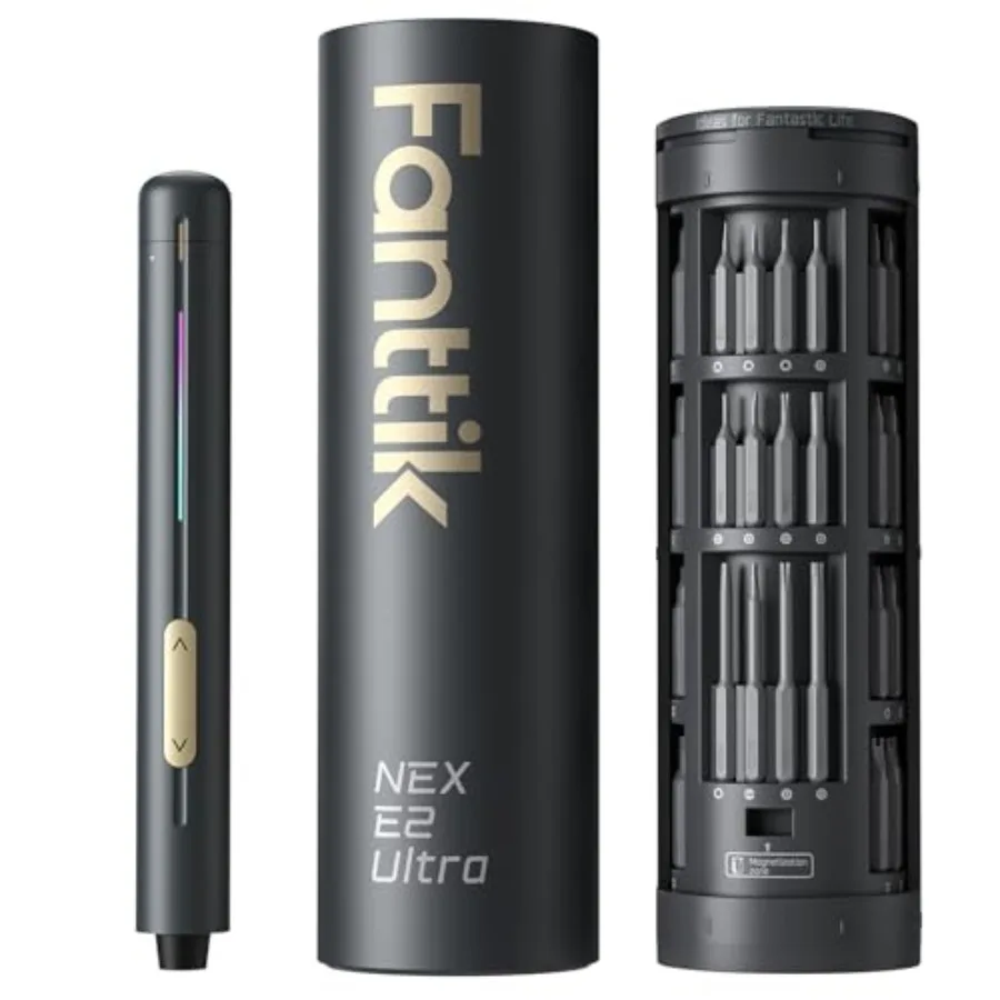 

E2 Ultra Mini Electric Screwdriver, Cordless Screwdriver, Max 0.6N.m, 50 Magnetic Bits, 5/32'' Hex, Magnetic Storage, Repair To