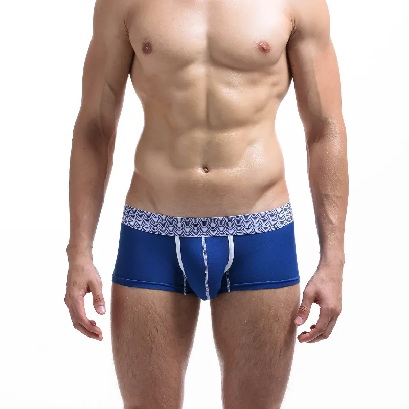 Men's low-rise boxer panties men's solid color shorts mask men's flat underpants breathable 70210