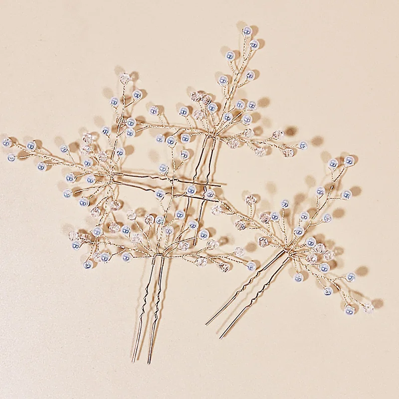 Gold Color Handmade Simple Bride Hair Pin Pearl Vine Hairpin For Women Wedding Party Cute Hair Accessories