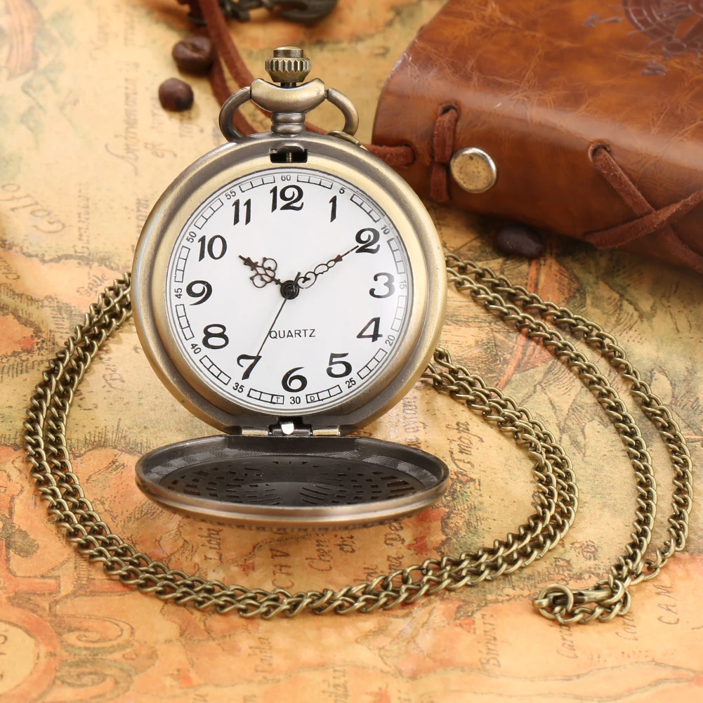 Retro Bronze Ancient Hollow Peacock Opening Screen Design Quartz Pocket Watch Necklace Steampunk Specialty of China Collections