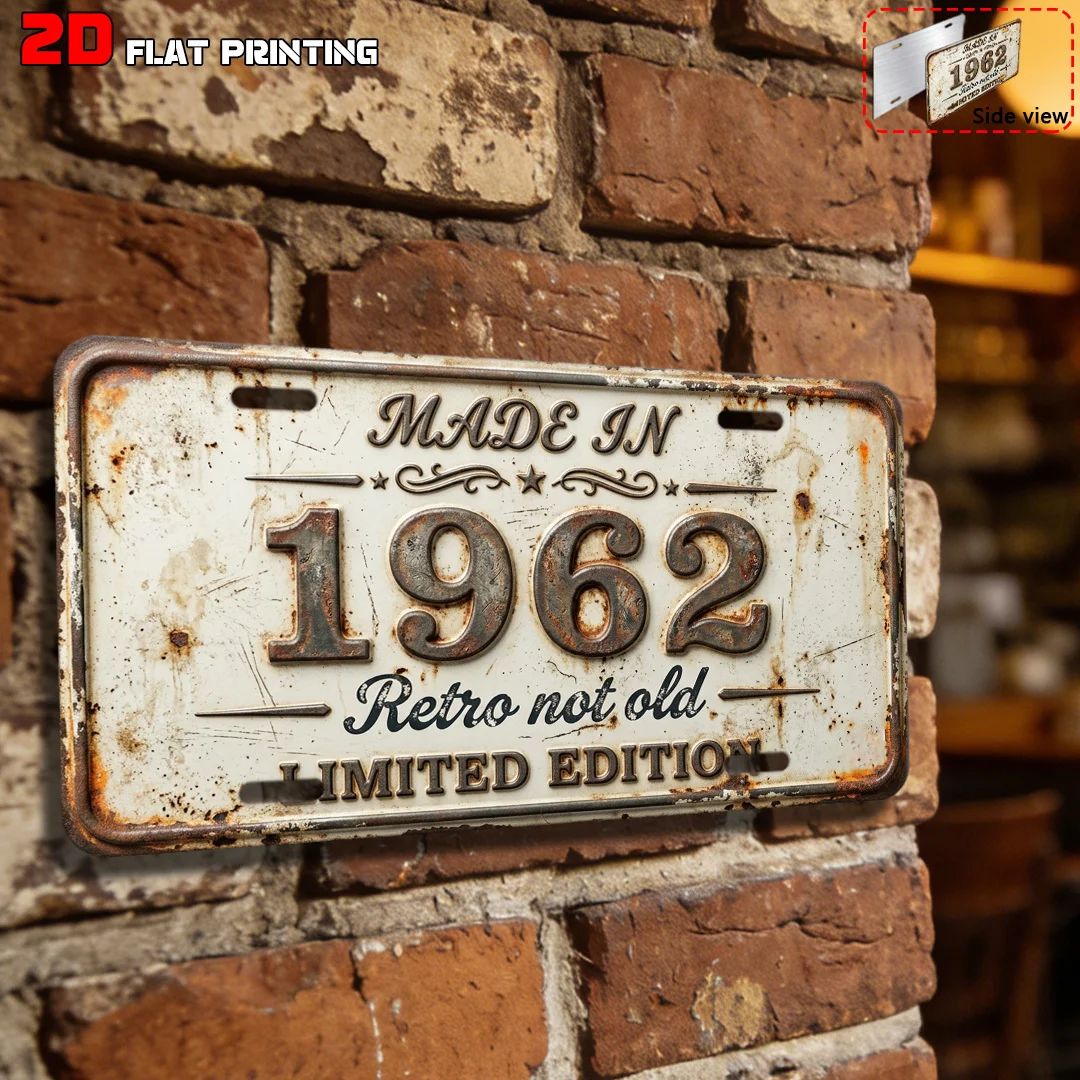 2D Flat, [JIT], 1pc, 1962 Limited Edition Vintage Sign, Home Decoration, Birthday Gift( 15.24cm X 30.48cm), Garage Decoration, C