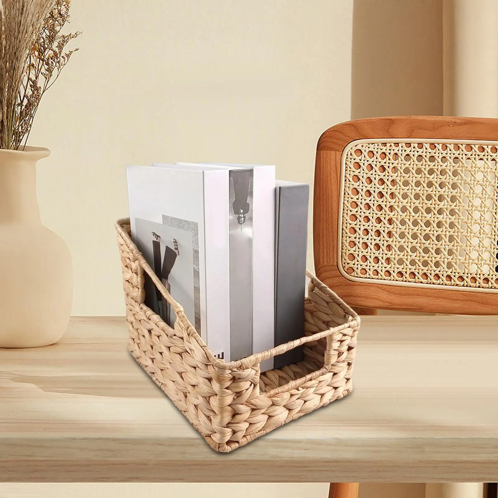 Woven Wicker Storage Basket Decorative Home Storage Bin Rope Storage Organizer