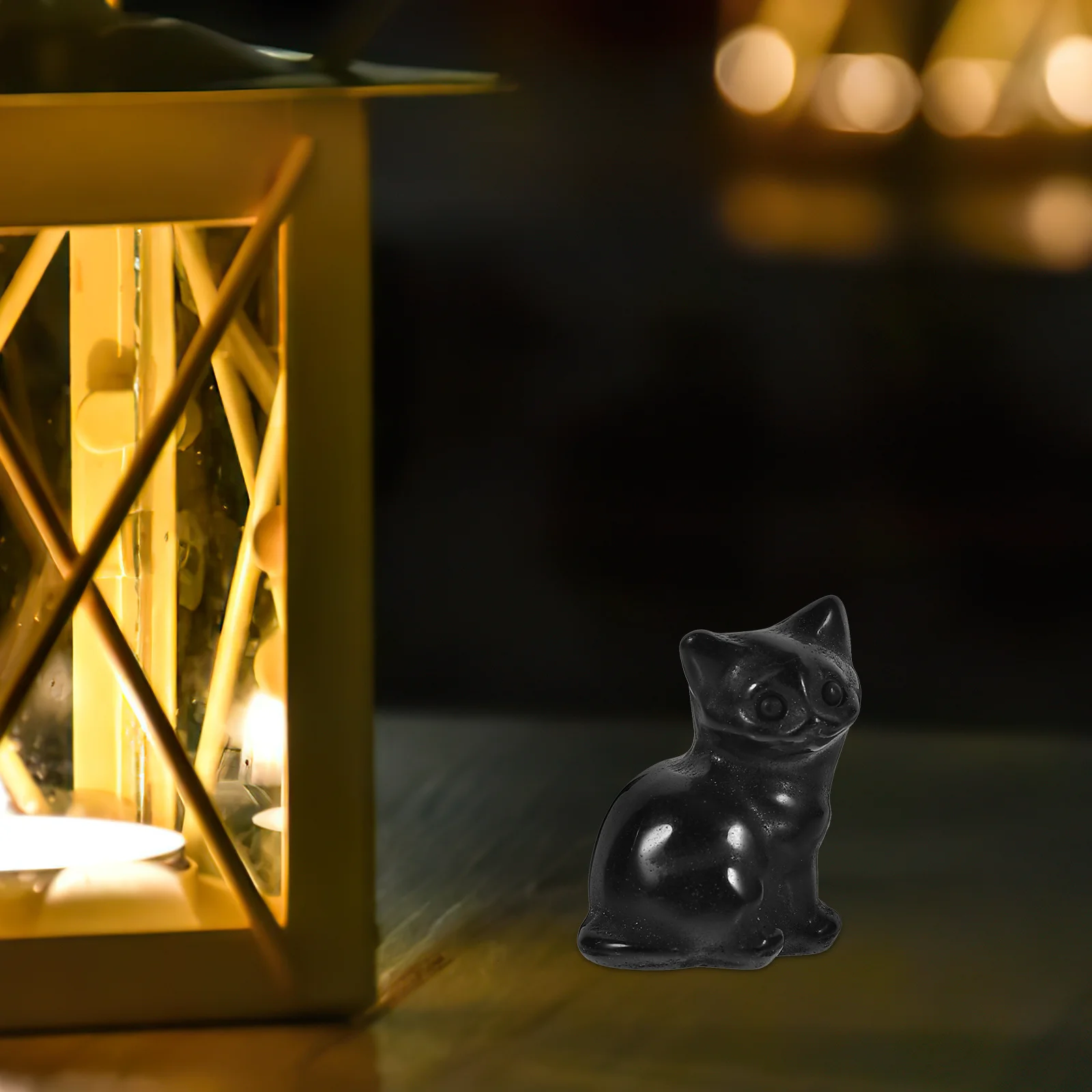 

Crystal Fortune Cat Statue Small Engraved Carving Decorative Ornament Home Desktop Miniature Cat Decor Cartoon Crystal Statue