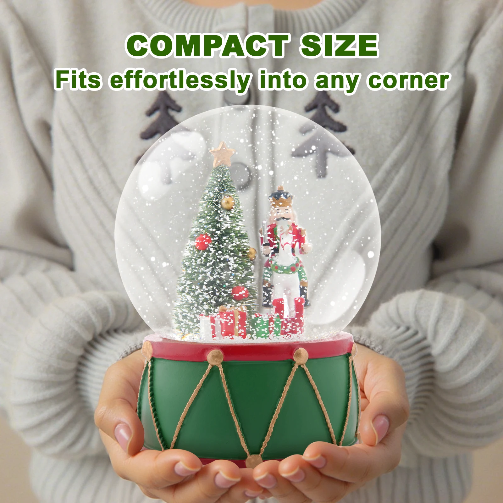 Christmas Music Snow Globe with Percussion Drum Base and Soldiers on Horseback  Perfect Christmas Gift for Collectors and Music