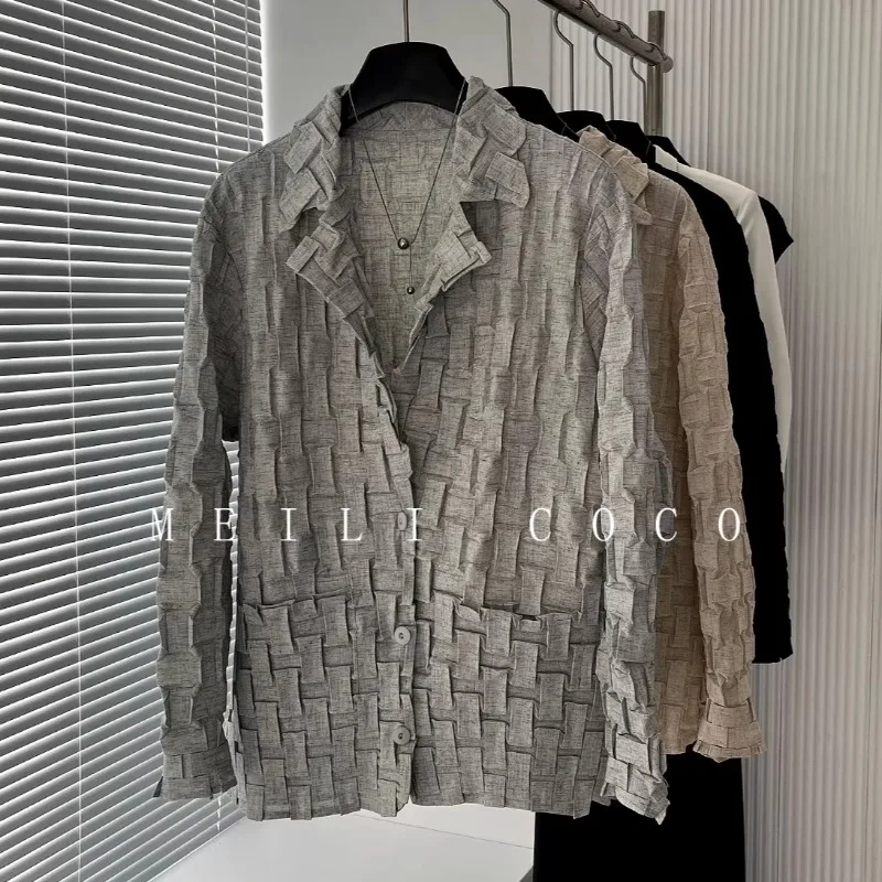 

Плиссированная куртка Miyake: дизайнерский эксклюзив для женщин, коллекция Весна/Лето 2026 и Осень, новинка, свободный крой, топ-кардиган