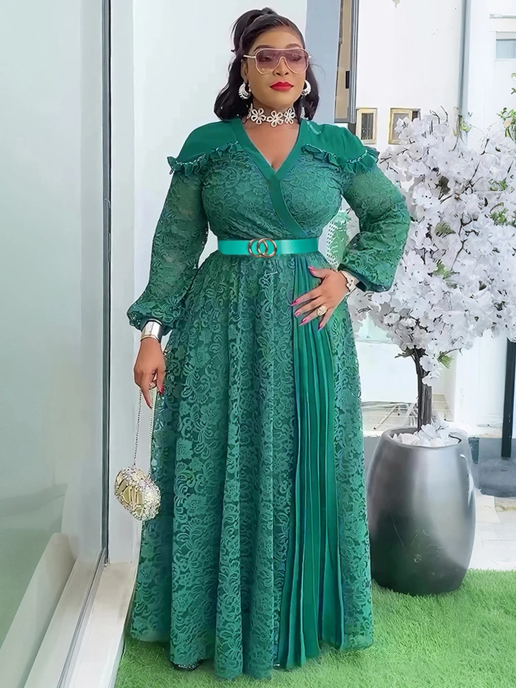 

Party Evening Dresses For Women 2025 African Clothing Long Sleeve Lace Maxi Robes Dubai Turkey Kaftans Gowns Birthday Prom Dress