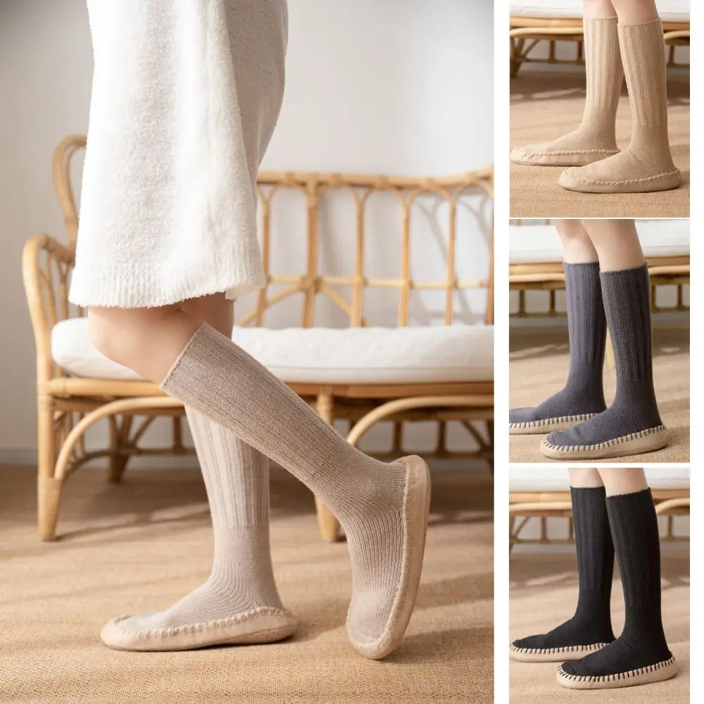 Thicken Floor Plush Socks Warm Simple Knitted Knee High Socks Breathable Sleeping Winter Stocking Snowfield