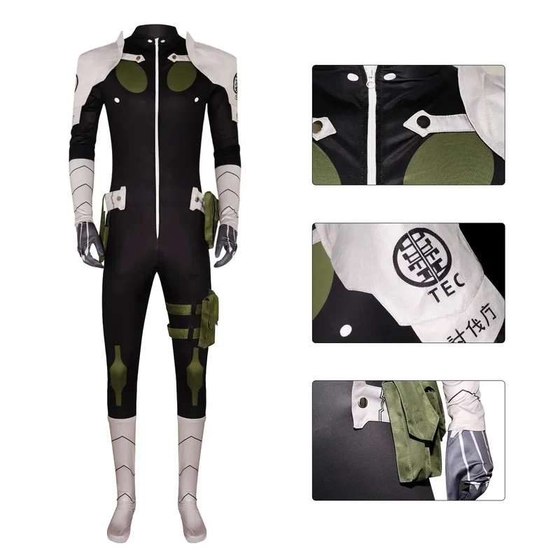

5;e,8\v,5/Gen Narumi Cosplay Costume Anime Kaiju No. 8 Jumpsuits Gloves Socks White Black Hair Defense Force Captain Or;5'b\7,k/