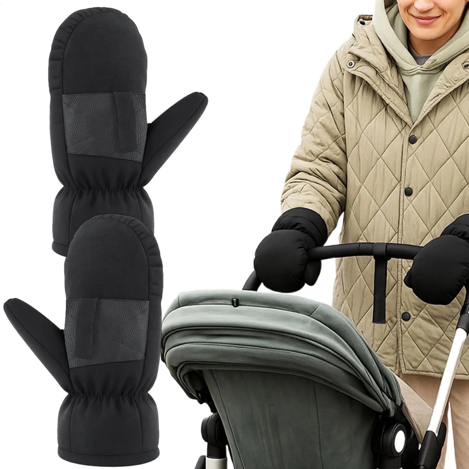 Ветрозащитные эластичные варежки, перчатки для коляски, зимние аксессуары для колясок, зимние перчатки, водонепроницаемые термостойкие перчатки для мужчин и женщин