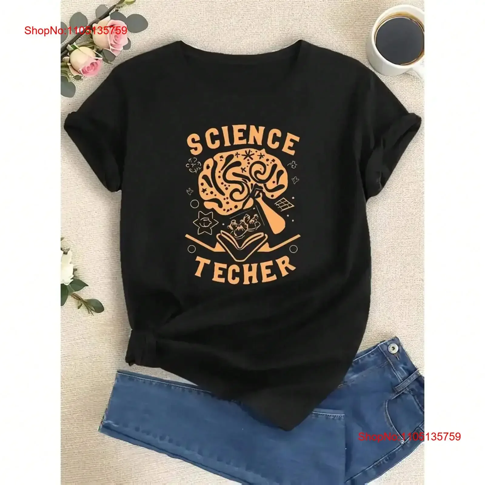 100 Cotton Science teacher letter printed T shirt vintage Washed Soft streetwear Top For Everyday Wear Stretched Casual