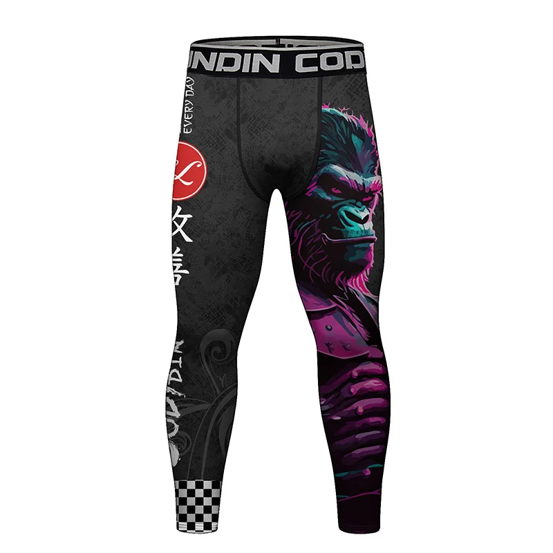 ผู้ชายการบีบอัด Active Running Jogging Sweat เลกกิ้งโพลีเอสเตอร์สแปนเด็กซ์ MMA BJJ ออกกําลังกายกางเกงออกกําลังกายแน่นพร้อมการพิมพ์ 3D