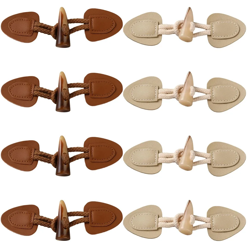 

8Pcs 2 Colors Resin Button PU Leather Horn Toggle Button Sewing Accessories Mixed Color 160x43x5mm 4pcs/color