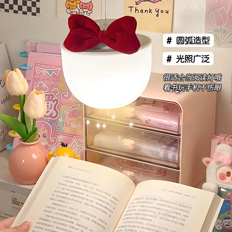 

Bow remote night light chandelier household bedside hanging lamp dormitory reading rechargeable adjustable Bedroom Decoration