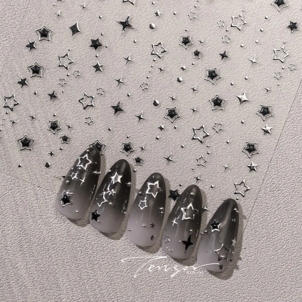1Sheet 5D Ice Transparent Star Nail Sticker Bronzing Five-pointed Star Back Adhesive Sliders Decals Y2K Star Manicure Decoration